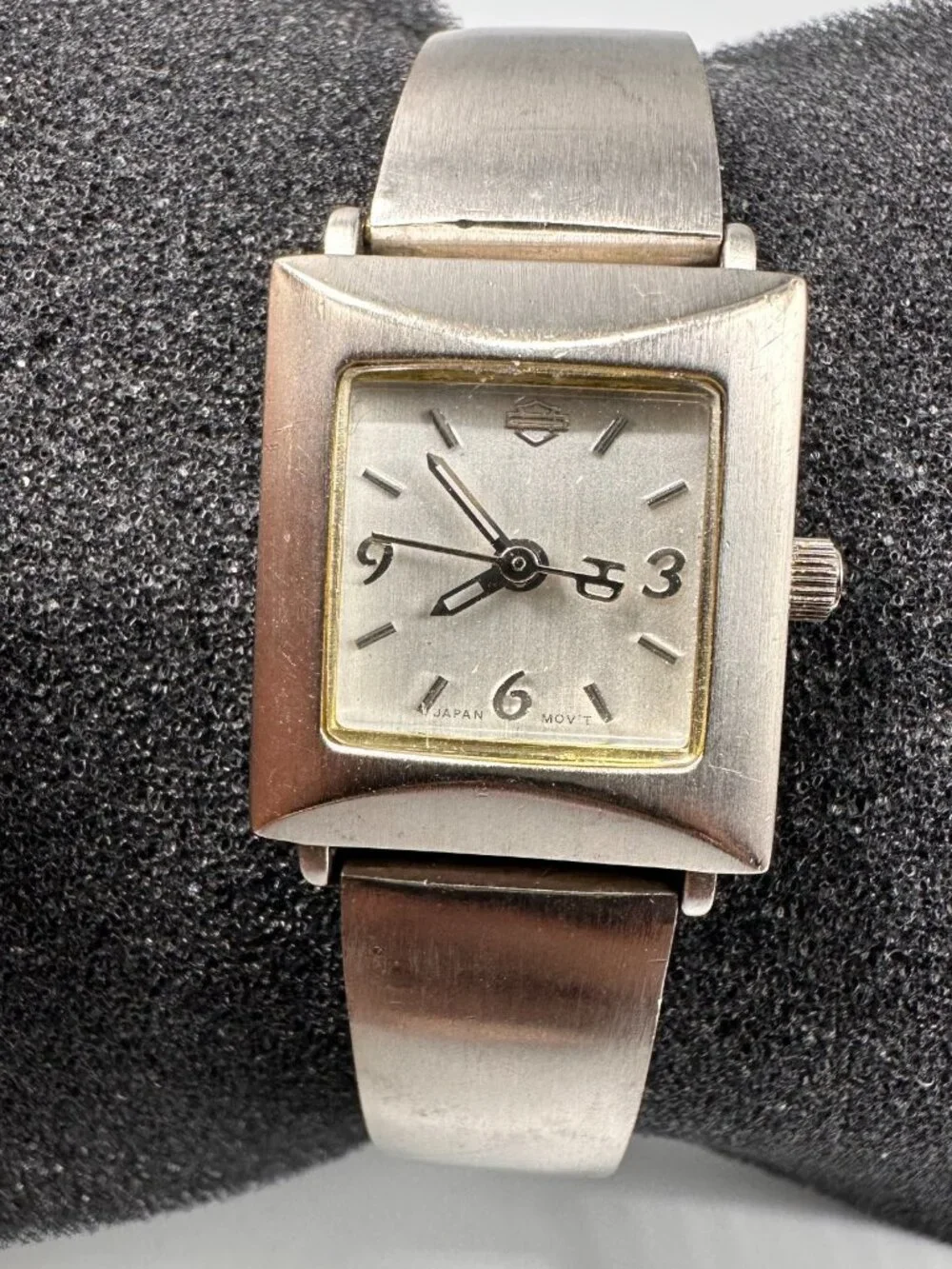 Harley-Davidson Women Watch Silver Tone 19MM Square Dial New Battery 6.5